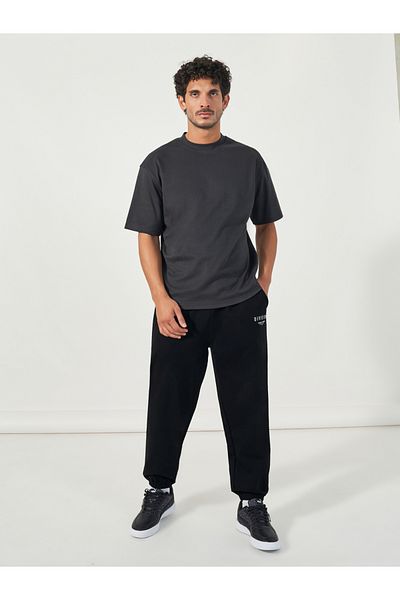 Styli Slogan Print Oversized T-Shirt & Terry Joggers Co-Ords