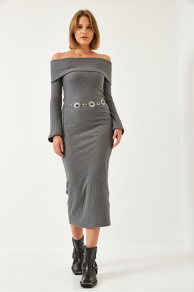 Bianco Lucci Rochie de damă cu guler Madonna cu mâneci spaniole 0201 60261176