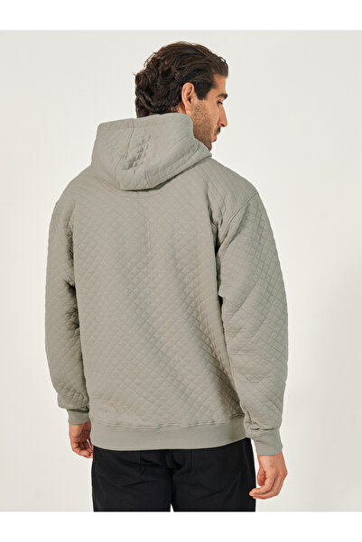 Styli Diamond Quilted Relaxed Hoodie with Kangaroo Pocket