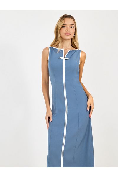 Styli Solid Sleeveless A-Line Midi Dress