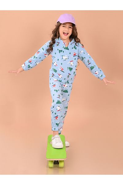 LilPicks By Styli Graphic Print Fleece Sweatshirt & Joggers Set