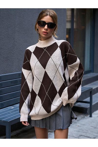 OPENEX Pulover de damă din tricotaje cu model Argyle