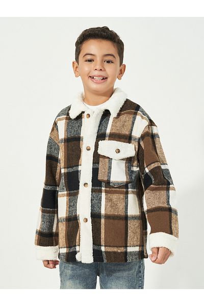 Styli Pocket Front Thermal Lined Fuzzy Trim Jacket