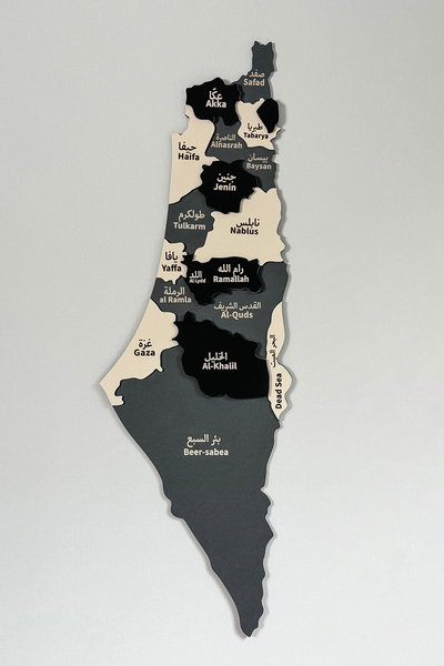 Colorfull Worlds Three-Dimensional Decorative Wooden Palestine Map Wall Chart Home Office Decor 40X15