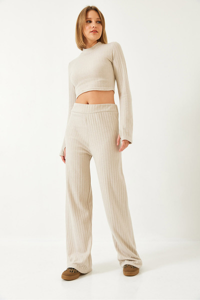 Bianco Lucci Women &Apos; S Set with Finger Straps - Elastic Waisted Palazzo Pants, 0206 60261177