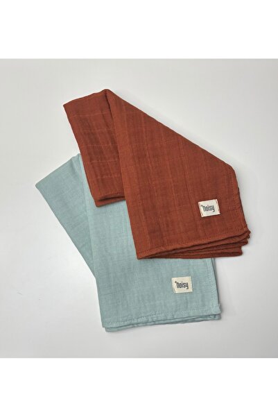 NOİSY TEKSTİL Multi-Purpose 2 Pieces 100% Cotton 70X70 cm 2 Layer and 3 Layer Muslin Baby Blanket % Cover