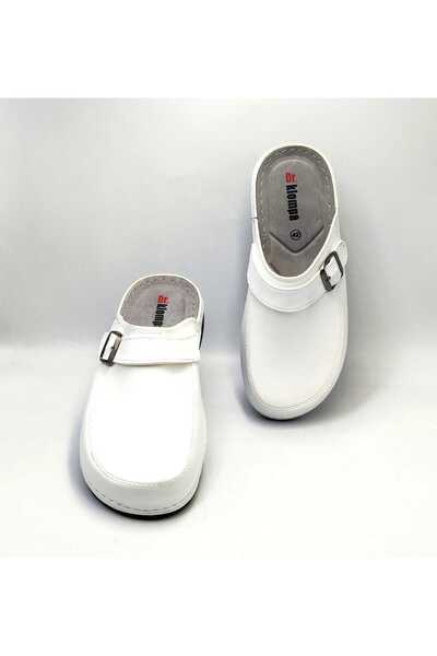 DR KLOMPA Men's Sabo - White - Comfort Supported Structure Stylish Design Soft Sole Suitable for Daily Use