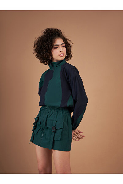 Sassafras By Styli Color Block Parachute Zipper Jacket