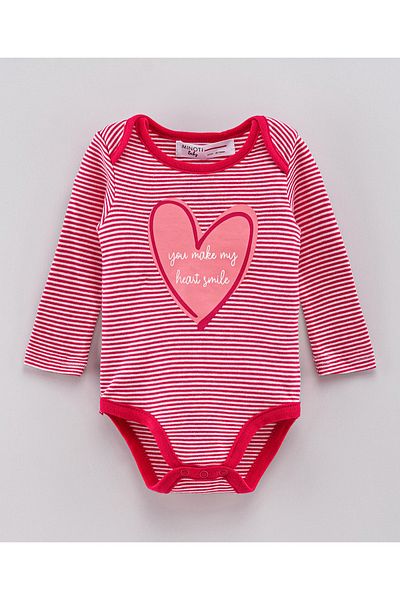 Minoti Heart Stripe Bodysuit - Red