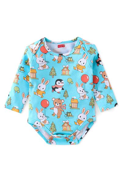 Babyhug %100 Pamuklu Örme Uzun Kollu Tek Parça Tulumlar Tavşan Desenli 3'lü Paket - çok Renkli