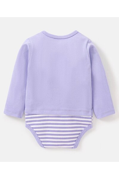Babyhug Babyhug 100% Cotton Knit Full Sleeves Onesie Hippo Print - Purple