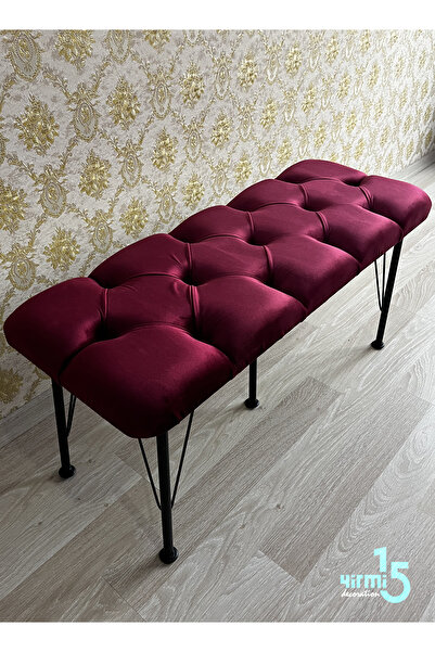 Yirmi15 Metal Ayaklı Bordo Bench Babyface Puf & Bench Bordo