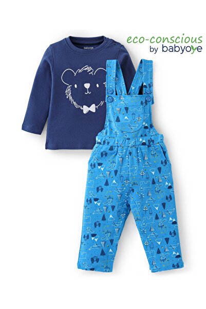 Babyoye بنطال داخلي بأكمام طويلة من القطن العضوي بنسبة 100% مع طباعة الدب بال...