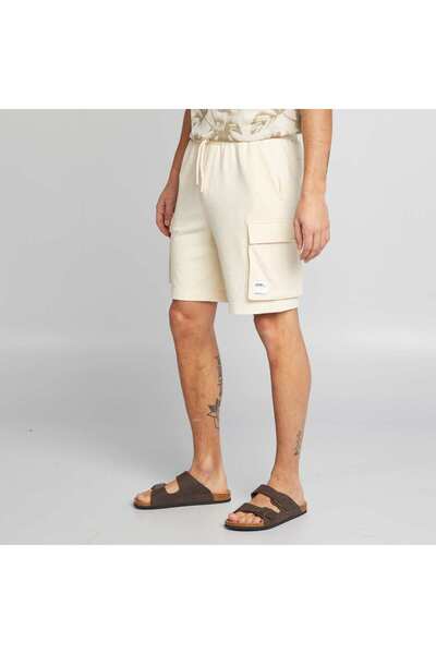 KIABI Sweatshirt fabric shorts with side pockets WHITE