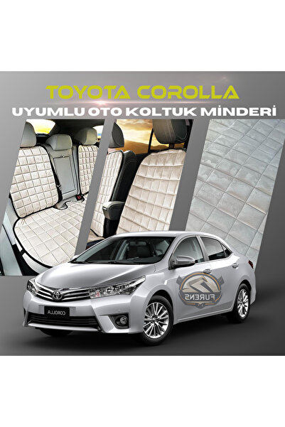 SHOOPLAA طقم وسائد مقعد السيارة تويوتا كورولا باللون البيج مع جيوب ريش تايلان...