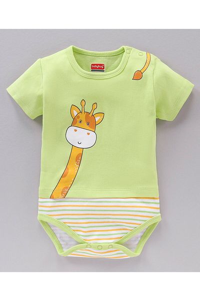 Babyhug 3'lü Hayvan Baskılı çizgili Tek Parça Tulum Paketi - Yeşil ve Beyaz
