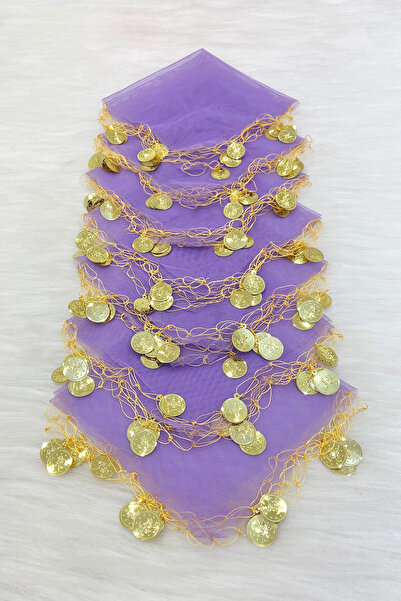 ZEYMERADE منديل هالاي من التول باللون الأرجواني الذهبي 5 قطع، العروس والعريس ...