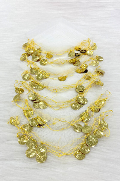 ZEYMERADE منديل هالاي من التول باللون الأبيض والذهبي 5 قطع، العروس والعريس وح...