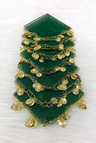 ZEYMERADE منديل هالاي من التول باللون الأخضر الذهبي 10 قطع، العروس والعريس وح...