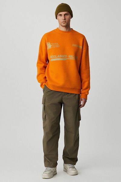 GRIMELANGE Cassy Men's Organic Cotton Soft Print Detail Mustard Sweatshirt