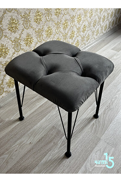 Yirmi15 Metal Ayaklı Novolux Puf Füme-  Füme Puf