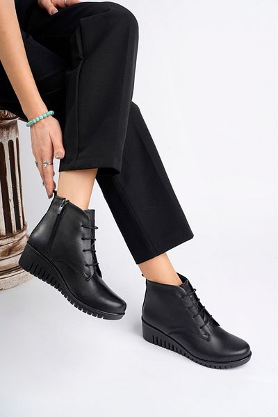 Deripabuc Genuine Leather Black Women's Leather Boots Trc-2002