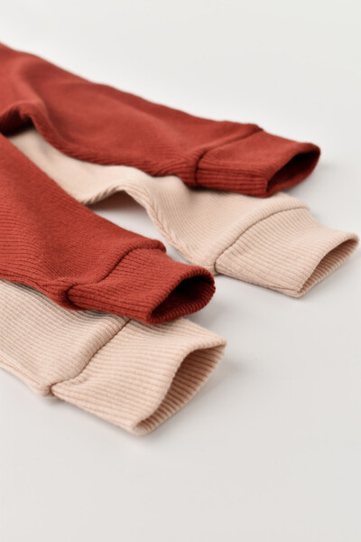 BabyCosy Set 2 pantaloni bebe unisex - Caramiziu/Somon, BabyCosy, 6-9 luni