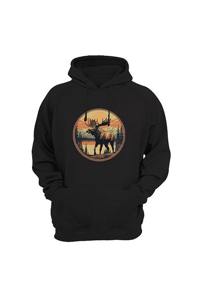 WİDİ Vintage Hunting Hunting Maine Deer Nature Wildlife Φούτερ με κανονική εφαρμογή 100% βαμβάκι