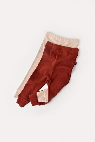 BabyCosy Set 2 pantaloni bebe unisex - Caramiziu/Somon, BabyCosy, 6-9 luni