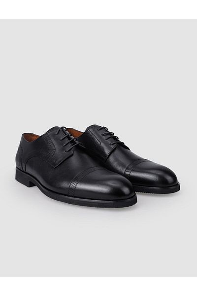 Cabani 100% Genuine Leather Black Laced Men's Classic Shoes
