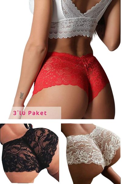 Simala Pantaloni scurti din dantelă din 3 piese pentru femei