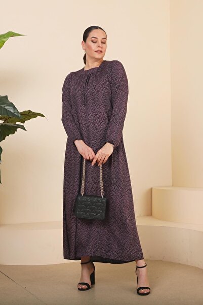 Ferace Γυναικείο φόρεμα με τραγανό στάμπα σε μεγάλο μέγεθος, μακρύ μητρικό casual