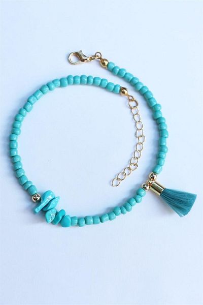 Sose Moda Turquoise Tassel Detailed Bead Bracelet
