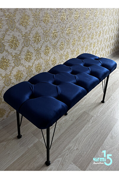 Yirmi15 Metal Ayaklı Babyface Puf & Bench Blue - Mavi Puf- Mavi Bench