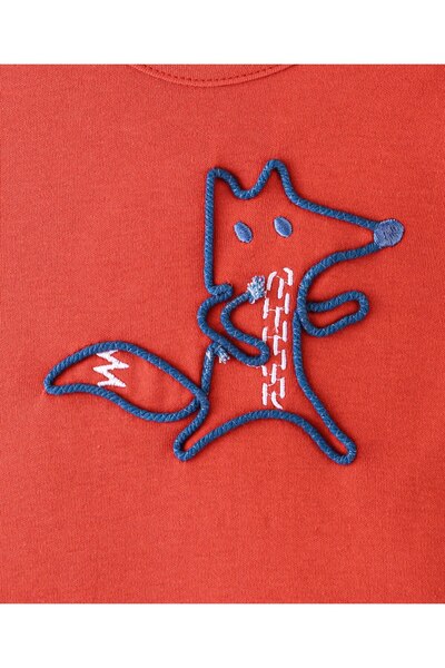 Bonfino Bonfino Embroidered Fox Onesies - Red