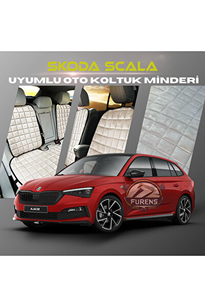 SHOOPLAA طقم وسادة مقعد السيارة سكودا سكالا باللون البيج مع جيوب ريش تايلاندي...