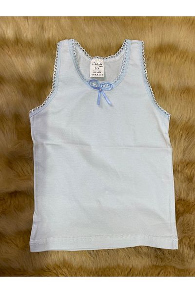 skycott Tricou pentru fetiță cu bretele groase Detaliu fundă 100% bumbac