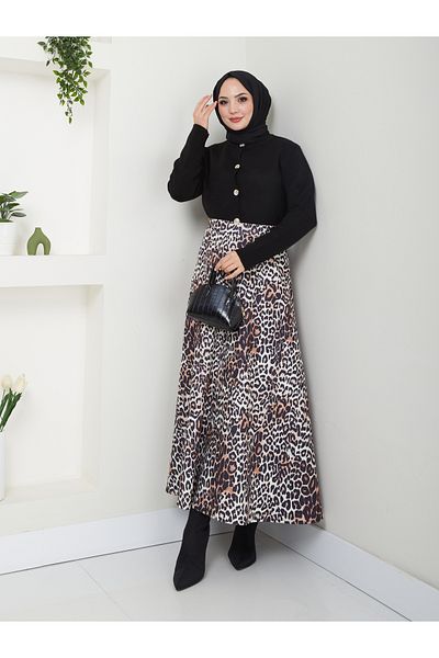 VOLT CLOTHİNG Fusta de scuba cu model leopard de damă