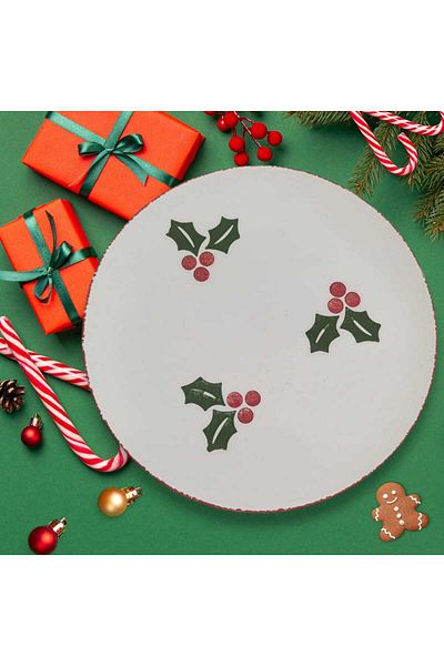 M'art Home Hope New Year's Cake Plate - Green