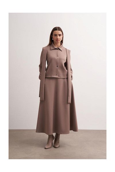 FUSHYA Shawl Detailed Skirt Jacket Set