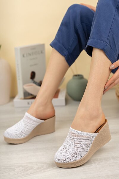 epaavm Dolgu Topuk Önü Kapalı Örgülü Kadın Terlik