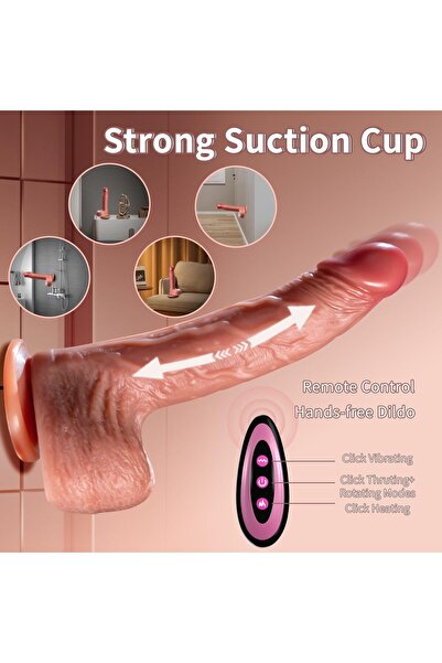 Dildo - Isıtmalı İleri Geri Hareketli ve Rotasyonlu Gerçekçi Damarlı Yapay Penis Vibrator