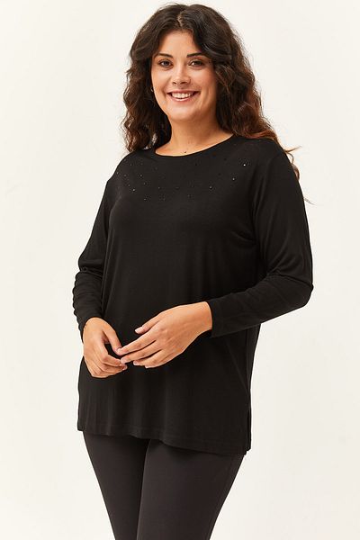 Ebsumu Women's Plus Size Backless Black Blouse