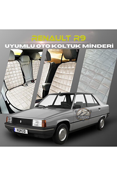 SHOOPLAA طقم وسادة مقعد السيارة Renault R9 باللون البيج مع جيوب ريش تايلاندية...