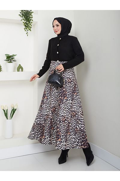 VOLT CLOTHİNG Fusta de scuba cu model leopard de damă