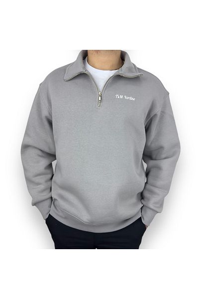 T&M Vertino Half-Thigh Zippered Oversize High Quality Sweatshirt-Gray