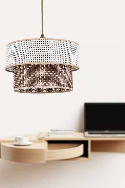 Emg DesiGn Rattan 2 Tier Cake Pendant Lamp Chandelier Children's Room Bedroom Living Room Kitchen Hall