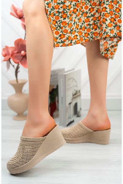 epaavm Wedge Heel Closed Front Braided Women's Slippers