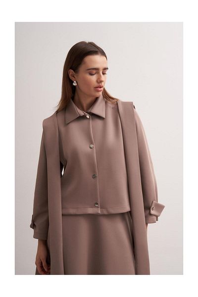 FUSHYA Shawl Detailed Skirt Jacket Set