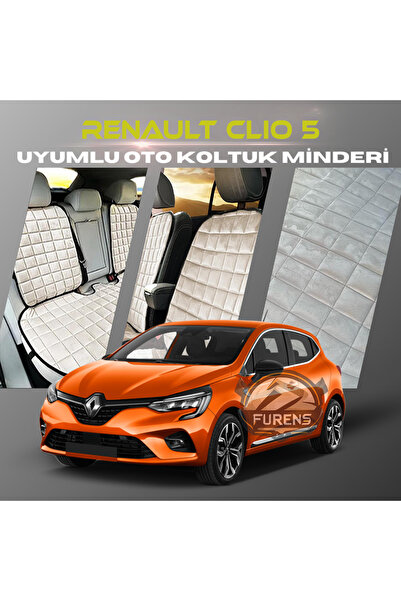 SHOOPLAA طقم وسائد مقعد السيارة رينو كليو 5 باللون البيج مع جيوب ريش تايلاندي...